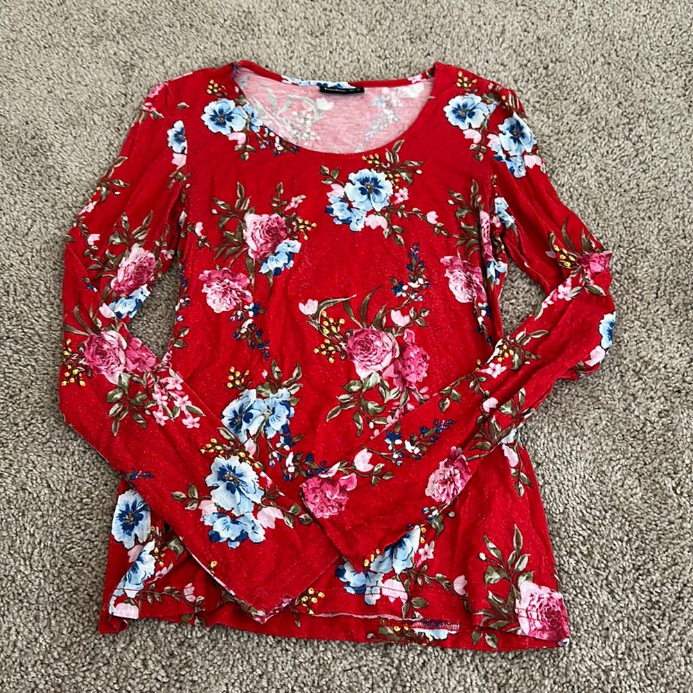Red Floral Long Sleeve